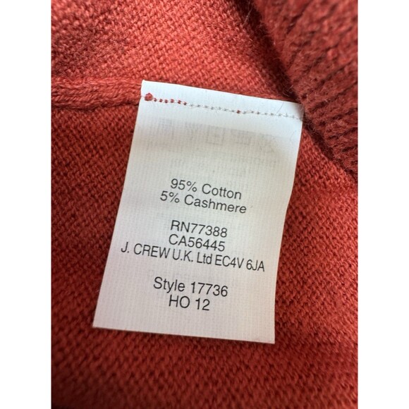 J Crew V Neck Sweater Pullover SIZE M Cotton Cashmere Long Sleeve Orange red - Picture 5 of 5